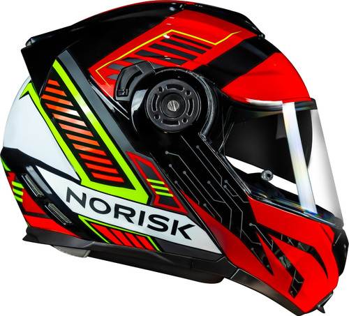 Capacete Norisk Ff345 Route Charge Preto Vermelho Amarelo