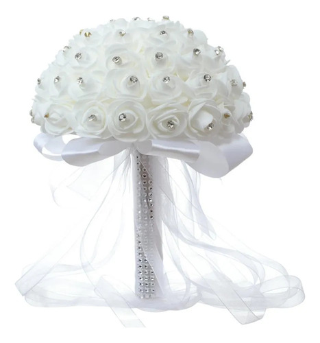 For Ramo De Novia Blanco Artificial De Cristal Rosa