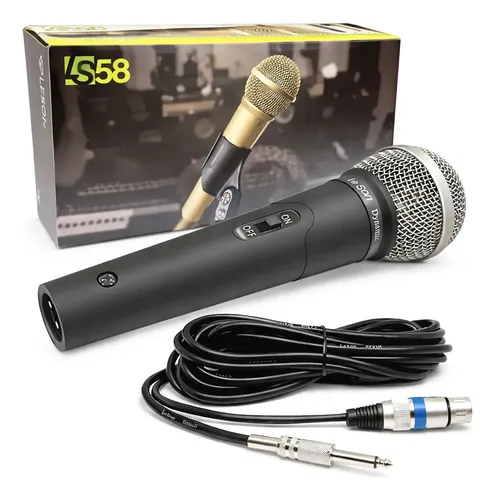 Microfone com fio Dinâmico Cardioide Le Son LS 58 Chumbo com Cabo