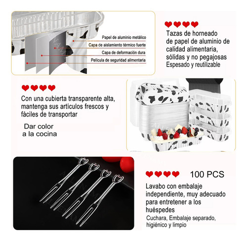30 Molde Para Tarta De Hornear Desechable Moldes Desechables Aluminio Con Tapa + Horquilla Color Cow Amiaraya B000706B