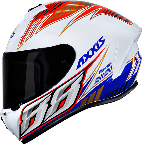 Capacete Para Moto Axxis Draken Racer Gloss White/red/blue