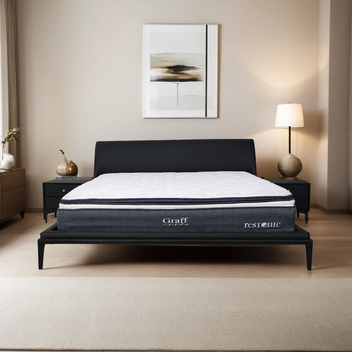 Recámara Ryokan King Size Gamuza Negro Cabecera Curva Buro
