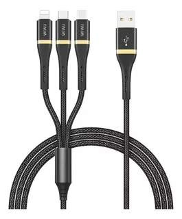 Cable 3en1 Micro Usb Tipo C Para iPhone Carga Rapida 3a Wiwu