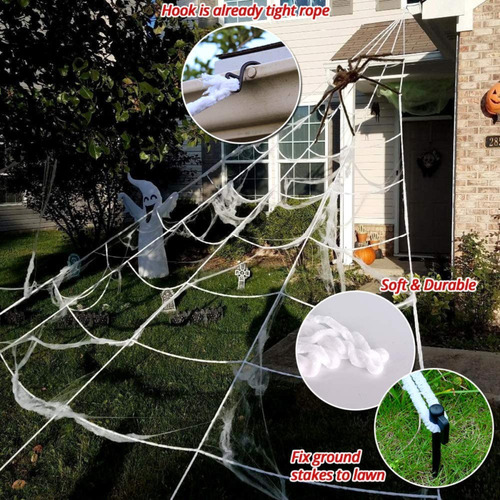 200 Halloween Spider Web + 59 Giant Spider Decorations Cci