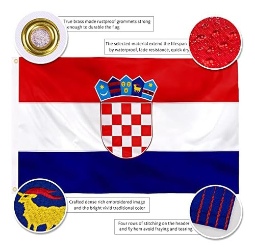 Xifan Bandera Croata De Croacia Premium 3x5 Al Aire Libre, I
