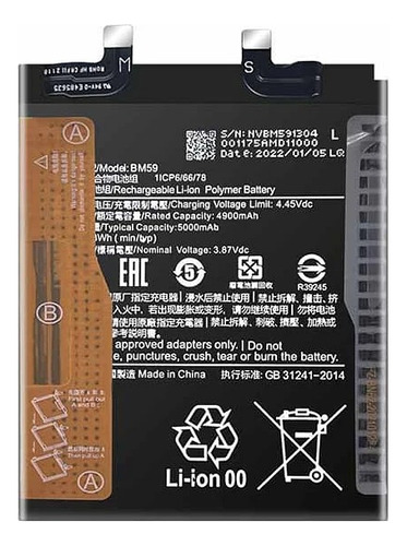 Bateria Original Xiaomi Mi 11t Modelo Bm59 5000 Mah Genuina (Reacondicionado)