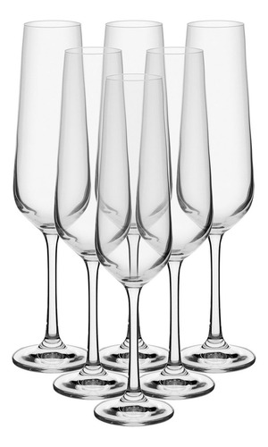 Bohemia Sandra Jogo 6 Taças Champanhe 200ml Cristal Cor Transparente