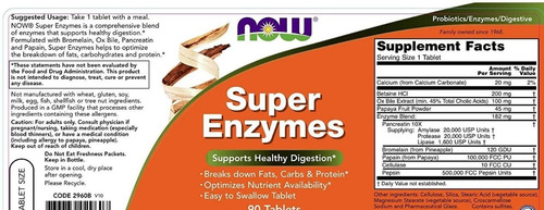 Imagen 2 de 6 de Supe Enzimas Now 90cáps Apoya La Digestión Saludable