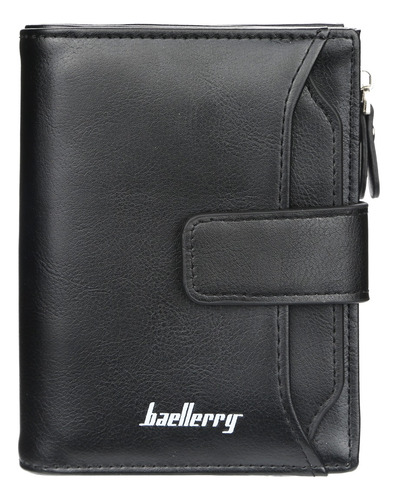 Billetera Baellerry D3218 con diseño Liso color negro de cuero pu premium de 3 capas, línea de poliéster y material de forro interno en poliéster 1000d, suave y delicado al tacto. - 13cm x 9cm x 3cm