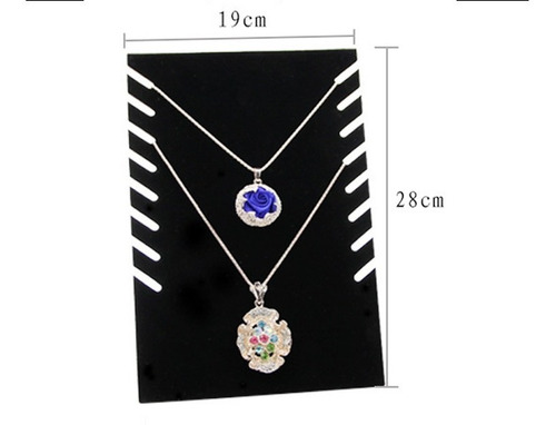 Imagen 2 de 3 de Exhibidor Mostrario 8 Cadenas Collar Terciopelo Negro Plano