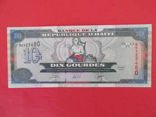 Billete Republica De Haiti 10 Gourdes Año 2.000 Unc Escaso