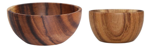 2pieces Wooden Serving Snacks Mixing Bowl Fruit Bowls Eating