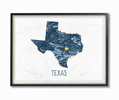 Stupell Industries Texas Minimal Blue Marbled Paper Silhouet