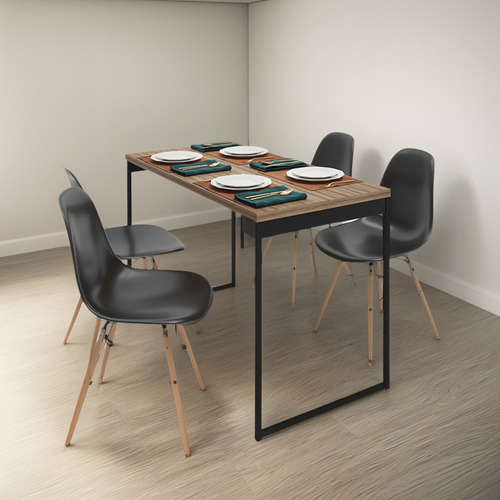 Conjunto De Mesa 120x60 + 4 Cadeiras Eames Para Jantar Retro
