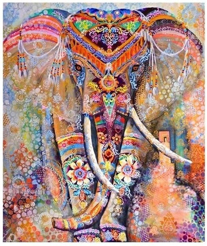 Bordado Pintura Diamante - Elefante Hindú 50x40
