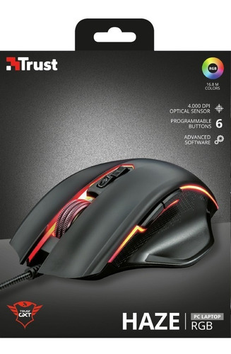 Mouse Gamer Iluminado Rgb 4000ppp 6 Botones Gxt168 Backup