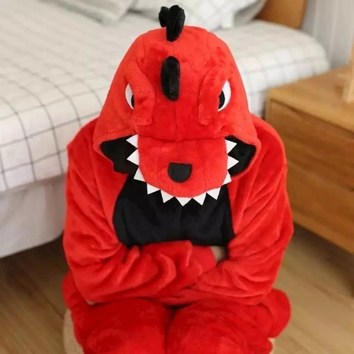 Imagen 8 de 10 de Pijama Kigurumi Dinosaurio Niños Abrigado Suave Disfraz