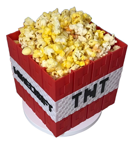 Palomera Recipiente Palomitas Minecraft Tnt  18cm Pop Corn Rojo