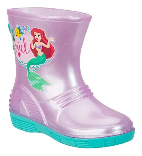 Bota Infantil Lluvia Princesa Ariel Niña Moda Cómoda Disney