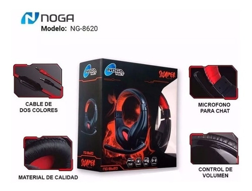 Imagen 2 de 4 de Auriculares Gamer Noga Ng-8620 Stormer Headset Microfono Hd