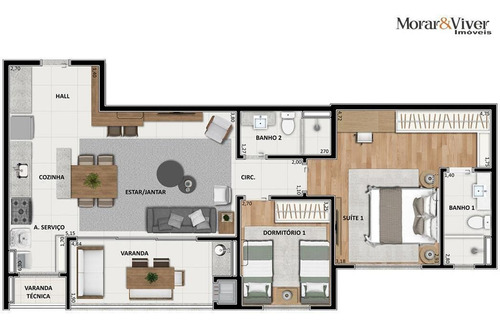 Imagem 8 de 15 de Apartamento Para Venda Em Curitiba, Água Verde, 2 Dormitórios, 1 Suíte, 2 Banheiros, 2 Vagas - Ctb1222_1-2000277