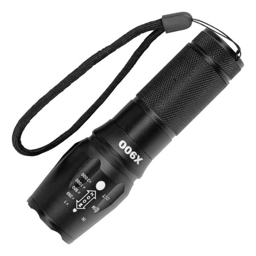 Lanterna Tática Militar Recarregável Led X900 Preto