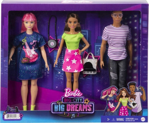 Barbie Big City Big Dreams Set 3 Muñecos(caja Dañada).