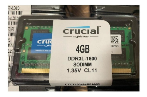 Imagen 1 de 4 de Memoria Ram 4gb Ddr3l - 1600 Sodimm Crucial Macbook Pro