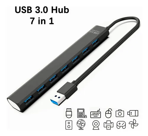 Multi Usb 3.0 Hub Divisor De 7 Puertos Velocidad De 5 Gbps