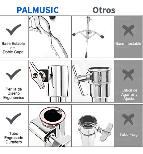 Atril Palmusic LTJ174 Soporte Tarola Base Trípode Hang Drums Música Concert