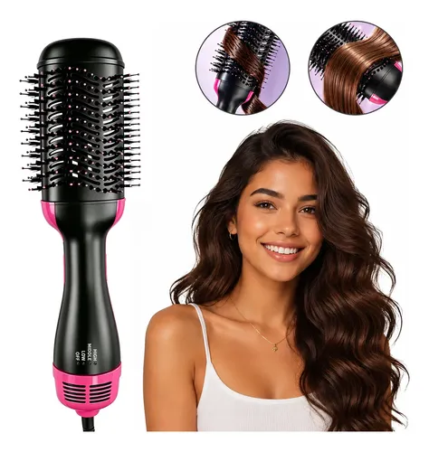 Escova Secadora 4 Em 1 Seca Alisa E Modela Cabelo 1200w Preto