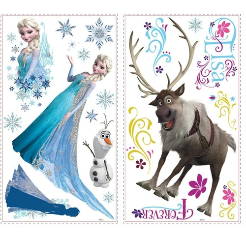 Imagem 4 de 5 de Adesivo De Parede Frozen Personagens Rmk2361 Reutilizável