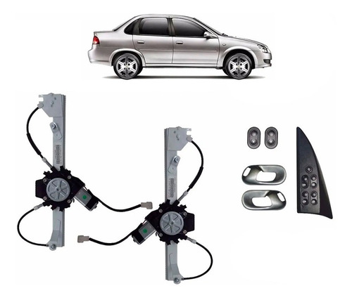 Kit Vidro Elétrico Gm Corsa 4 Portas Traseiro 1998 A 2013