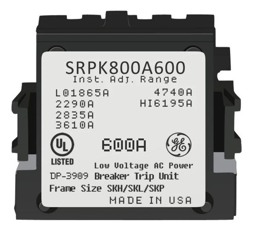 Srpk800a600 Rating Plug De 800 A 600amps