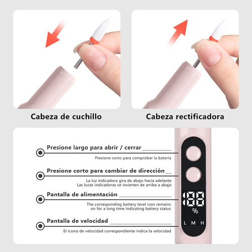 Kit De Uñas Taladro De Uñas Lima De Uñas Eléctrica Motor De