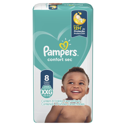 Imagen 2 de 2 de Pañales Pampers Confort Sec Max XXG 8 u