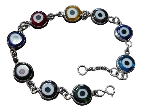 Imagen 1 de 5 de Pulsera Cadena Con Ojo Turco En Colores Plata 925