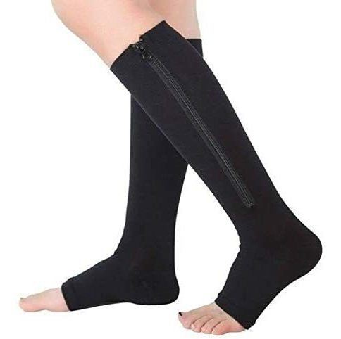 newhashiqi Calcetines medias de compresión con cremallera abierta para mujer previenen las mangas de las piernas de los calcetines varicosas 