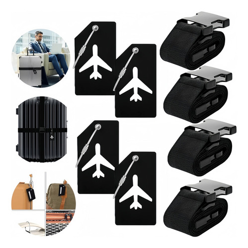 . 8 Etiquetas Y Correas De Equipaje, Accesorios De Viaje