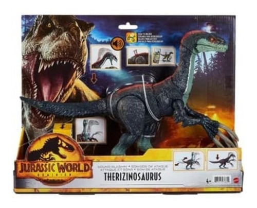 Imagen 6 de 6 de Therizinosaurus Con Sonido Mattel Jurassic World Dinosaurio