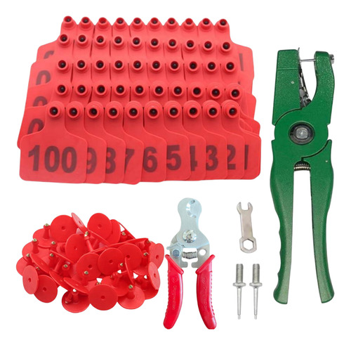 001-100 Aretes Para Cerdo Ganado Numeros Láser Con Pinza