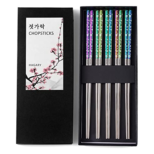 Cherry Blossom Rainbow Chopsticks Metal Chopsticks Reus...