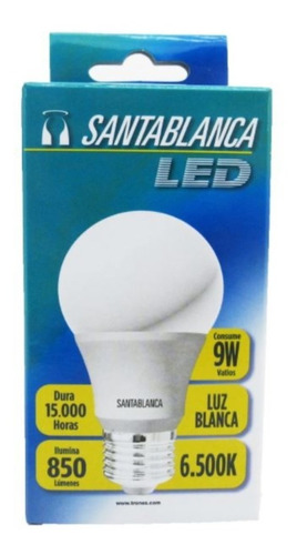 Bombillo Led Luz Fría Blanca Santa Blanca 9 W