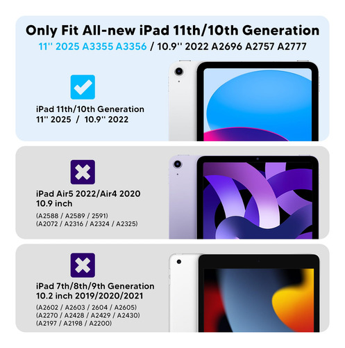 Funda Negra Complet Para iPad A16 11/10 Gen + Protector
