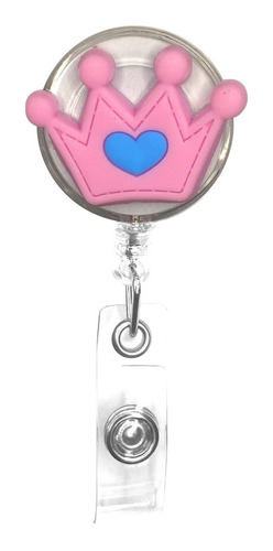 Yoyo Retráctil Porta Credencial Modelo Corona Rosa