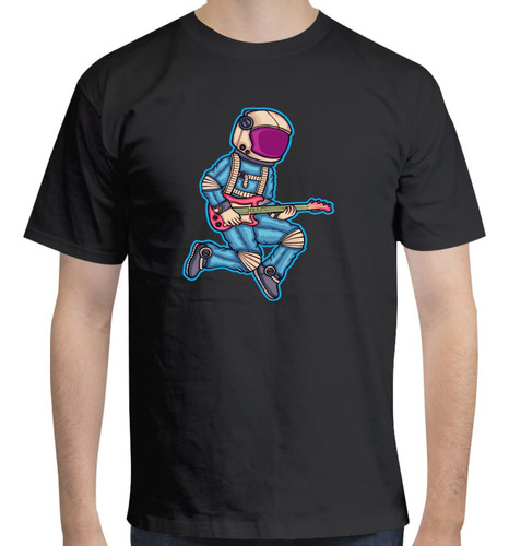 Playera De Astronauta Tocando Guitarra - Traje Azul