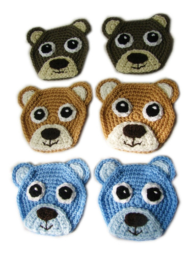 Cara Osito Aplique Crochet Souvenir Lana (pack X 10)