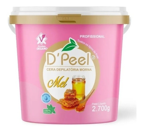 Cera Hidrossolúvel Morna Vegana Mel D'peel 2,7kg