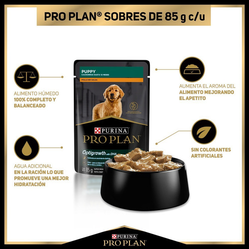 Imagen 4 de 8 de Proplan Puppy Complete Alimento Húmedo Pack 24 Pouches 85 Gr