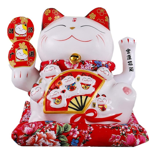 Tongman 7  Maneki Neko De Cerámica Blanca Gato De La Suerte 